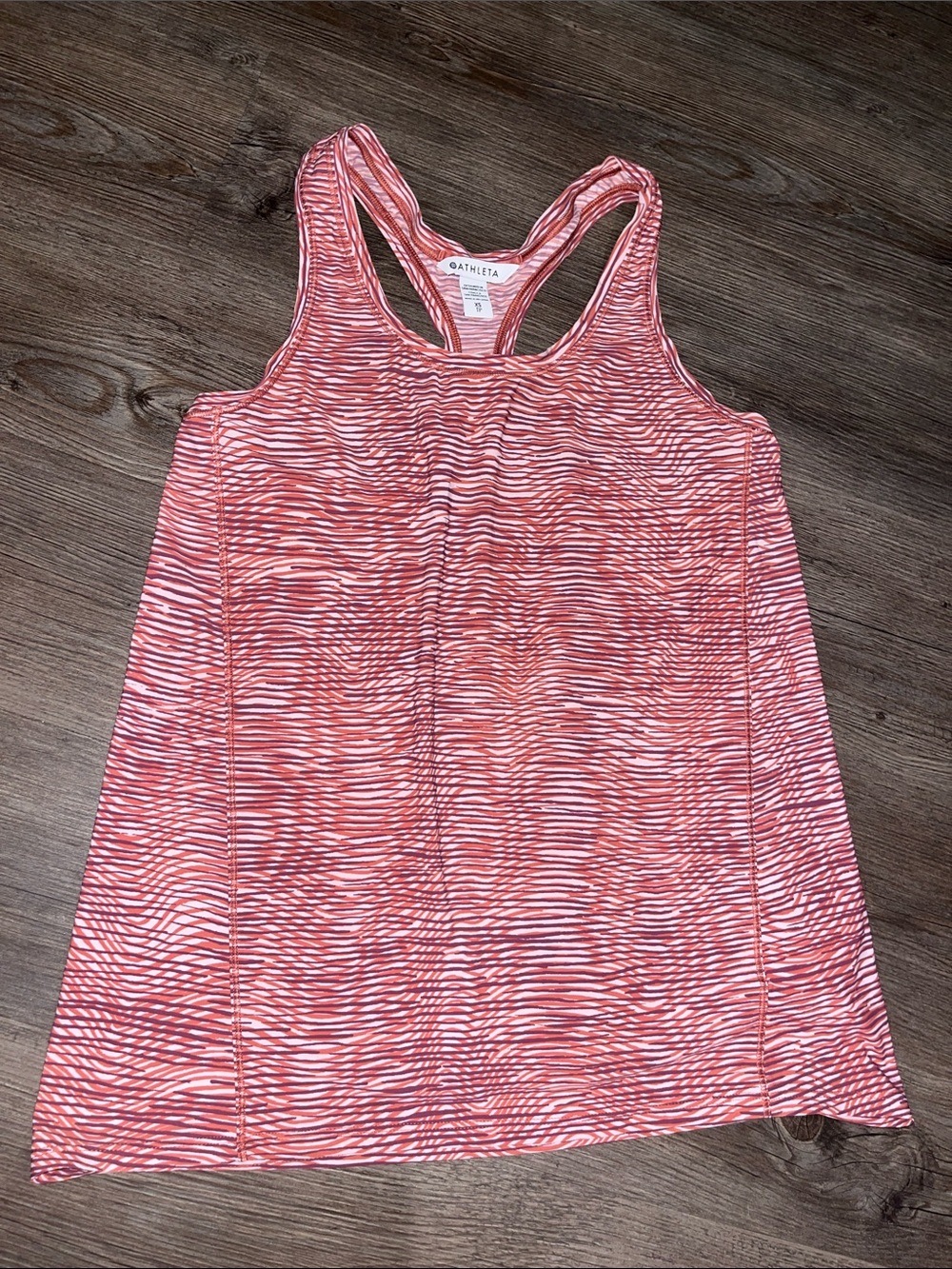 ATHLETA Coral Pink Striped Racerback Dress
